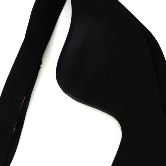 Men's Self-tied Bow Tie Black Charmeuse Silk Bow tie Big Butterfly Bow tie - Picture 4 of 8